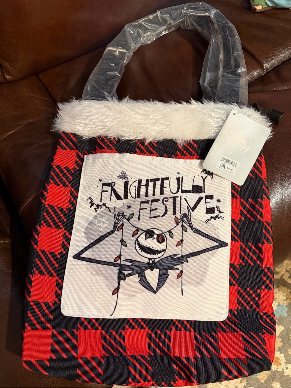 Disney 'Night Before Christmas ' Red Plaid Holiday Tote